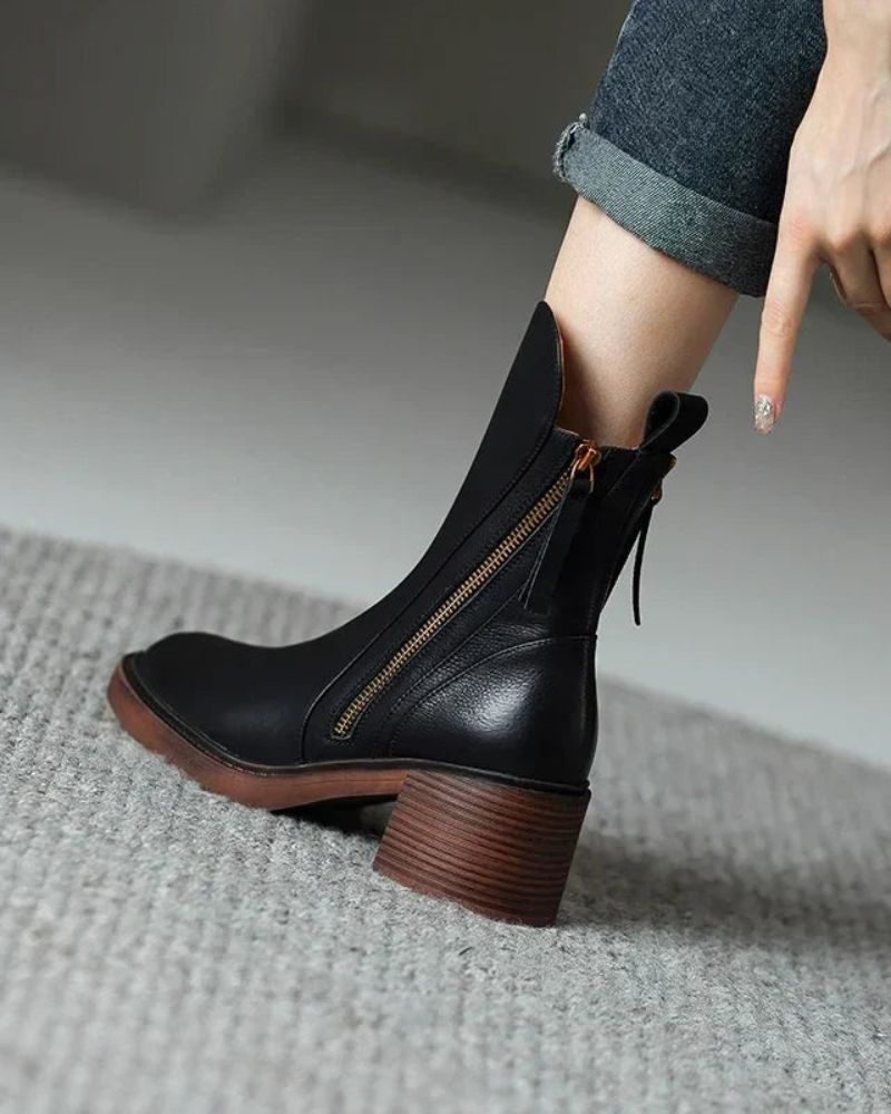 Botines con Cremallera Tacón Cómodo Isabelle