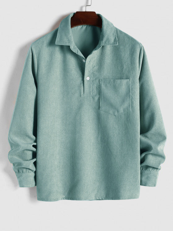 CAMISA DE MANGA LARGA CON MEDIA BOTONADURA PARA HOMBRE