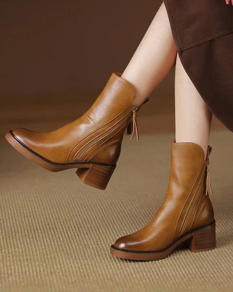 Botines con Cremallera Tacón Cómodo Isabelle