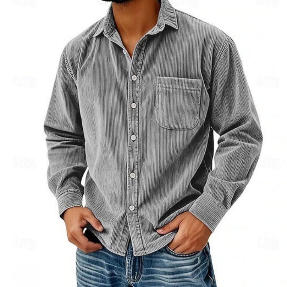 Camisa abotonada de pana para hombre