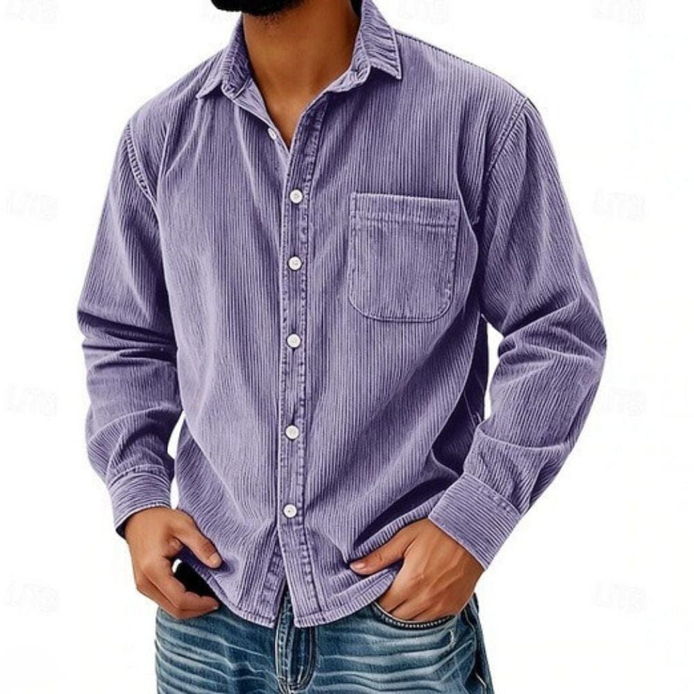 Camisa abotonada de pana para hombre