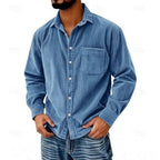 Camisa abotonada de pana para hombre