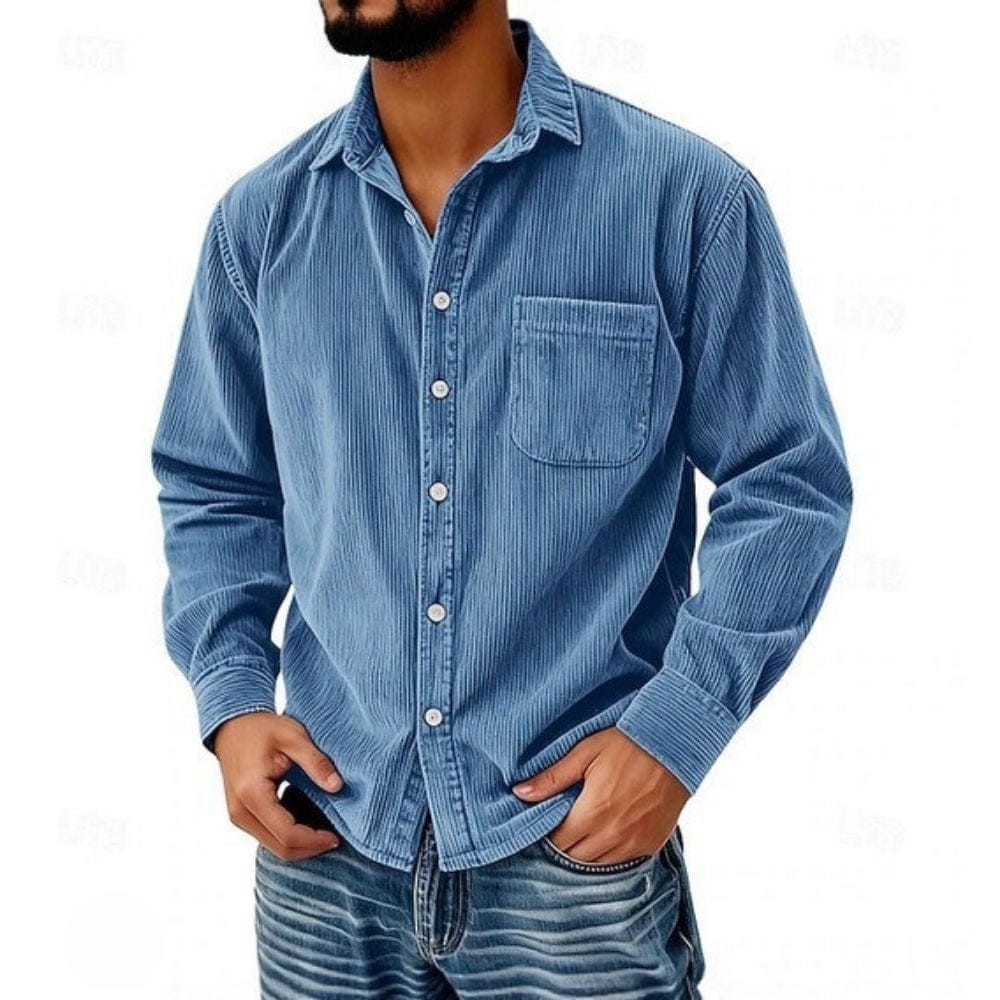 Camisa abotonada de pana para hombre