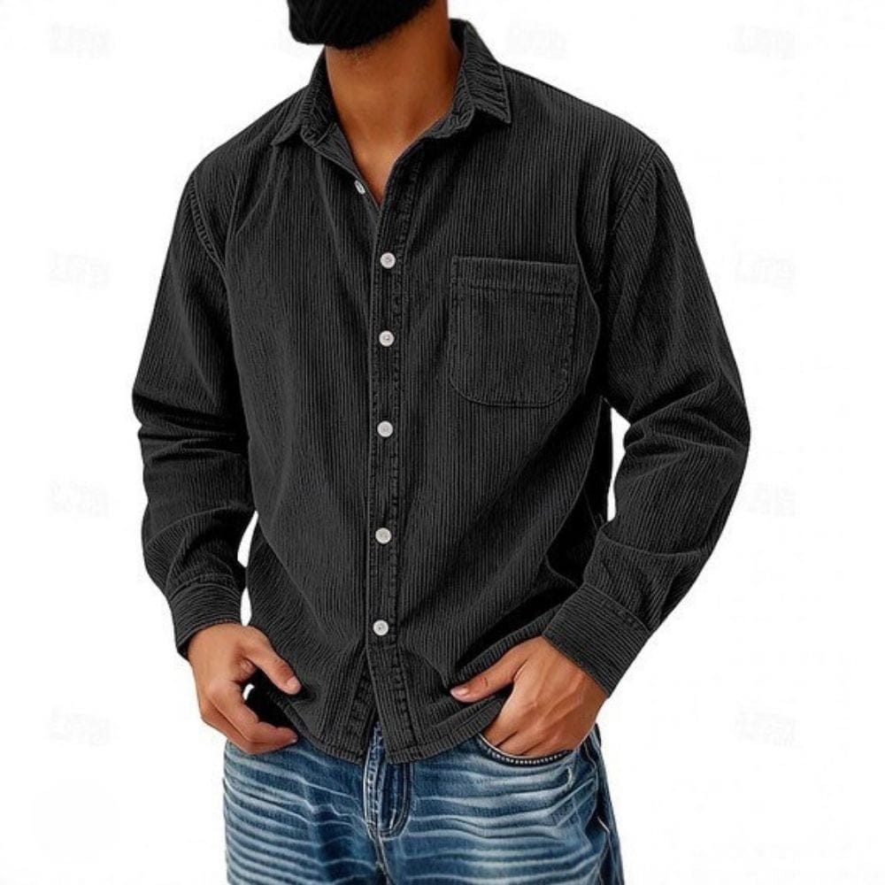 Camisa abotonada de pana para hombre