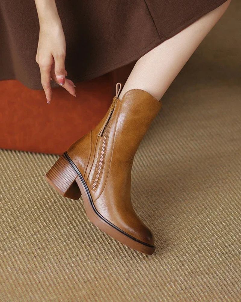 Botines con Cremallera Tacón Cómodo Isabelle