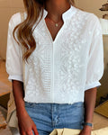 Blusa Blanca Elegante con Mangas Abullonadas Ella