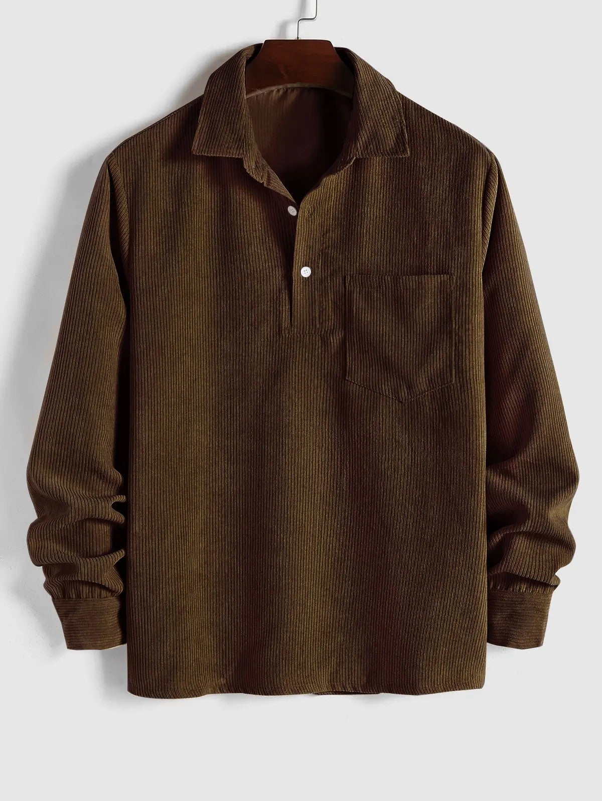 CAMISA DE MANGA LARGA CON MEDIA BOTONADURA PARA HOMBRE