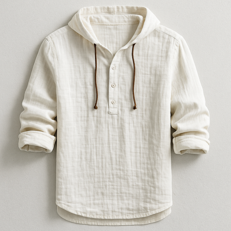 Camisa con capucha color piedra