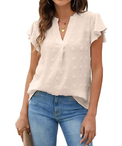 Blusa chic de patchwork con volantes Kari