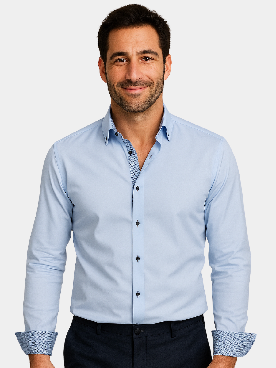 Camisa elegante y ligera con detalles en contraste