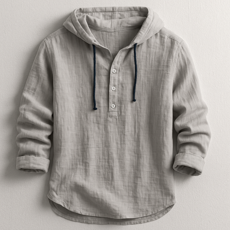 Camisa con capucha color piedra