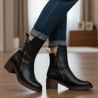 Botines con Cremallera Tacón Cómodo Isabelle