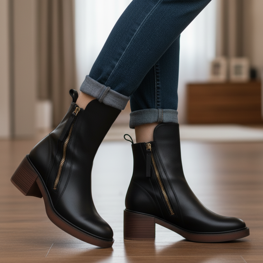 Botines con Cremallera Tacón Cómodo Isabelle