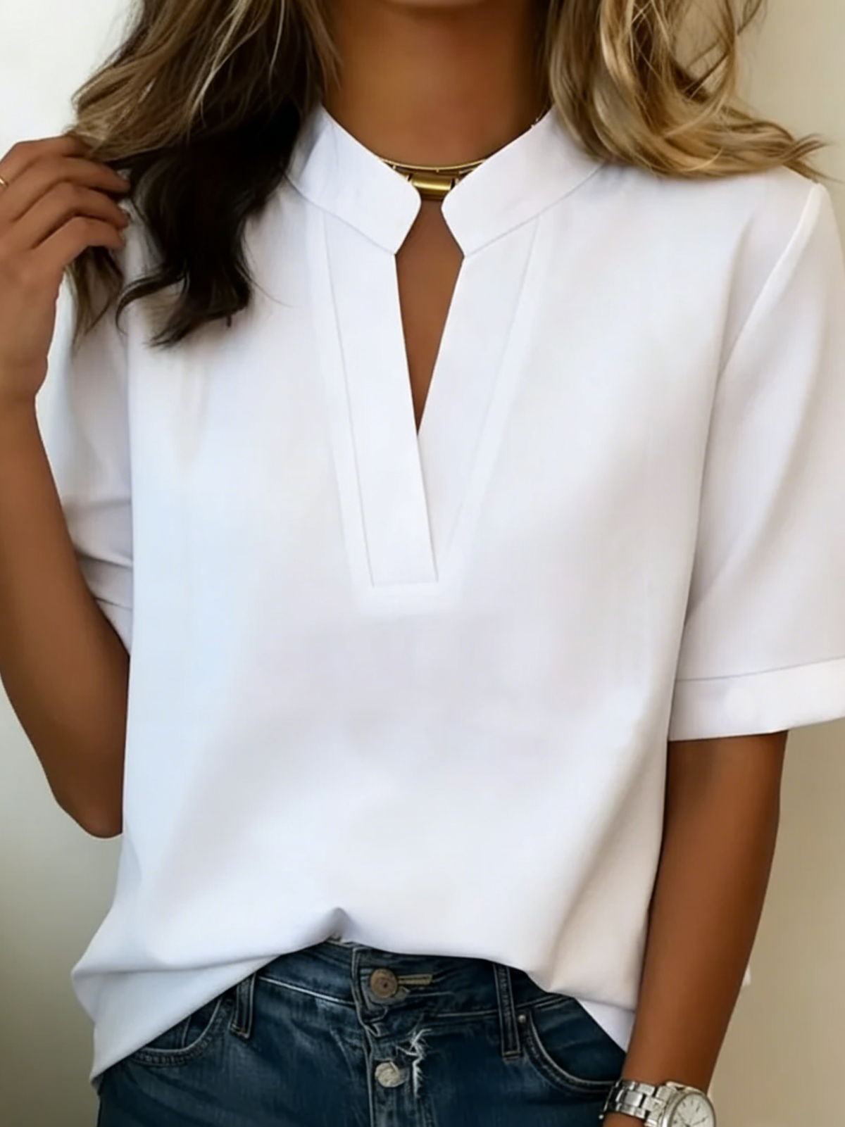 Blusa elegante con cuello en V Margaux