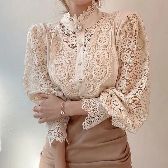 Camisa de manga larga con encaje y detalles Tove
