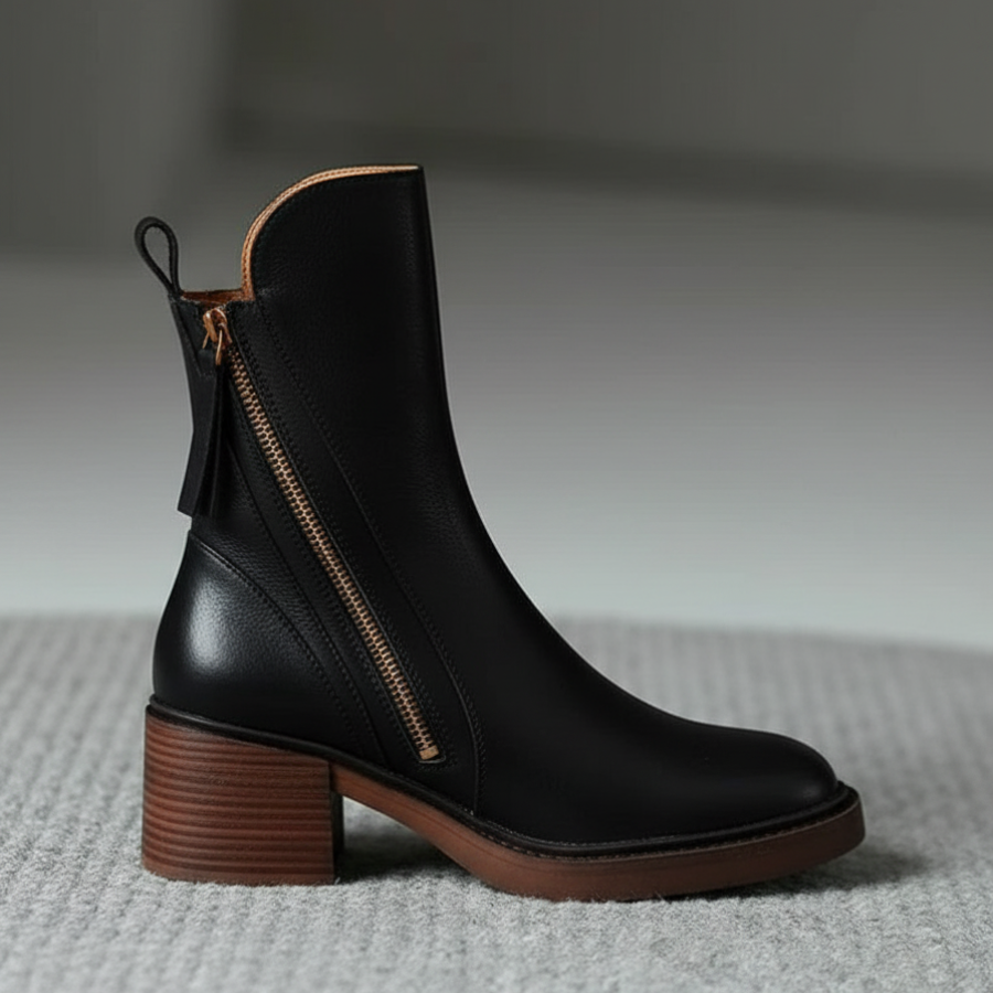 Botines con Cremallera Tacón Cómodo Isabelle