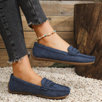 MARIE | Mocasines con efecto ante y borde festoneado