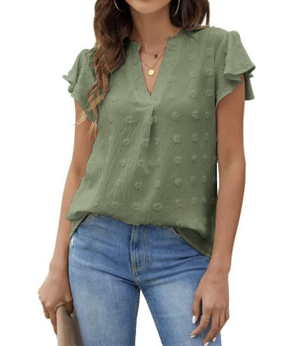 Blusa chic de patchwork con volantes Kari