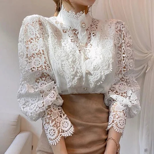 Camisa de manga larga con encaje y detalles Tove