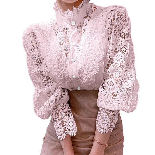 Camisa de manga larga con encaje y detalles Tove