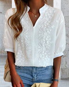 Blusa Blanca Elegante con Mangas Abullonadas Ella
