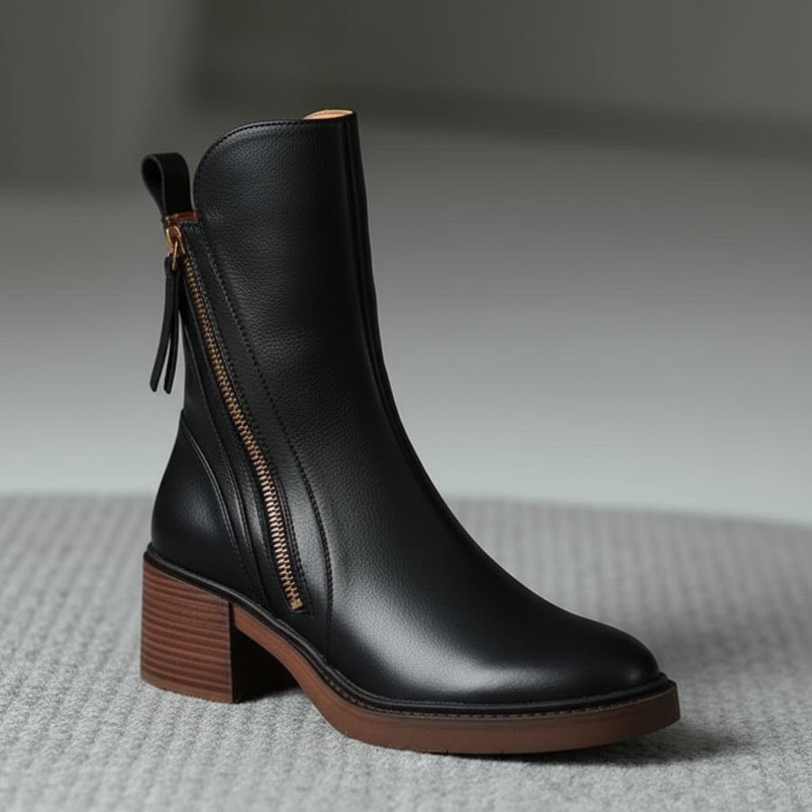 Botines con Cremallera Tacón Cómodo Isabelle