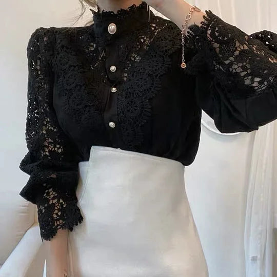 Camisa de manga larga con encaje y detalles Tove