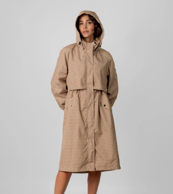 Gabardina Impermeble con Corte Ajustada - Pata de gallo beige
