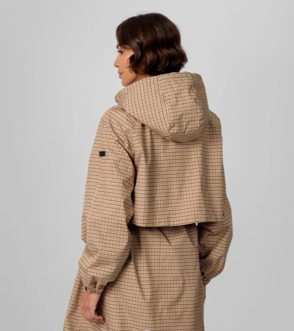 Gabardina Impermeble con Corte Ajustada - Pata de gallo beige