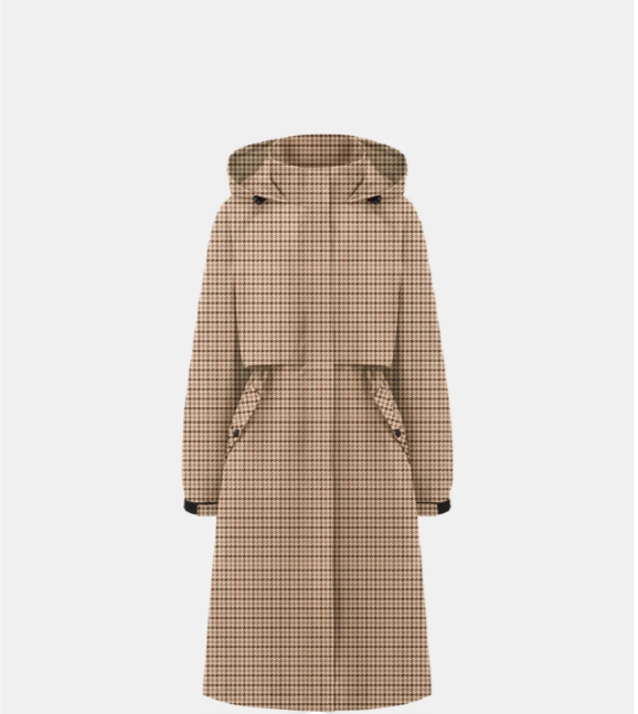 Gabardina Impermeble con Corte Ajustada - Pata de gallo beige