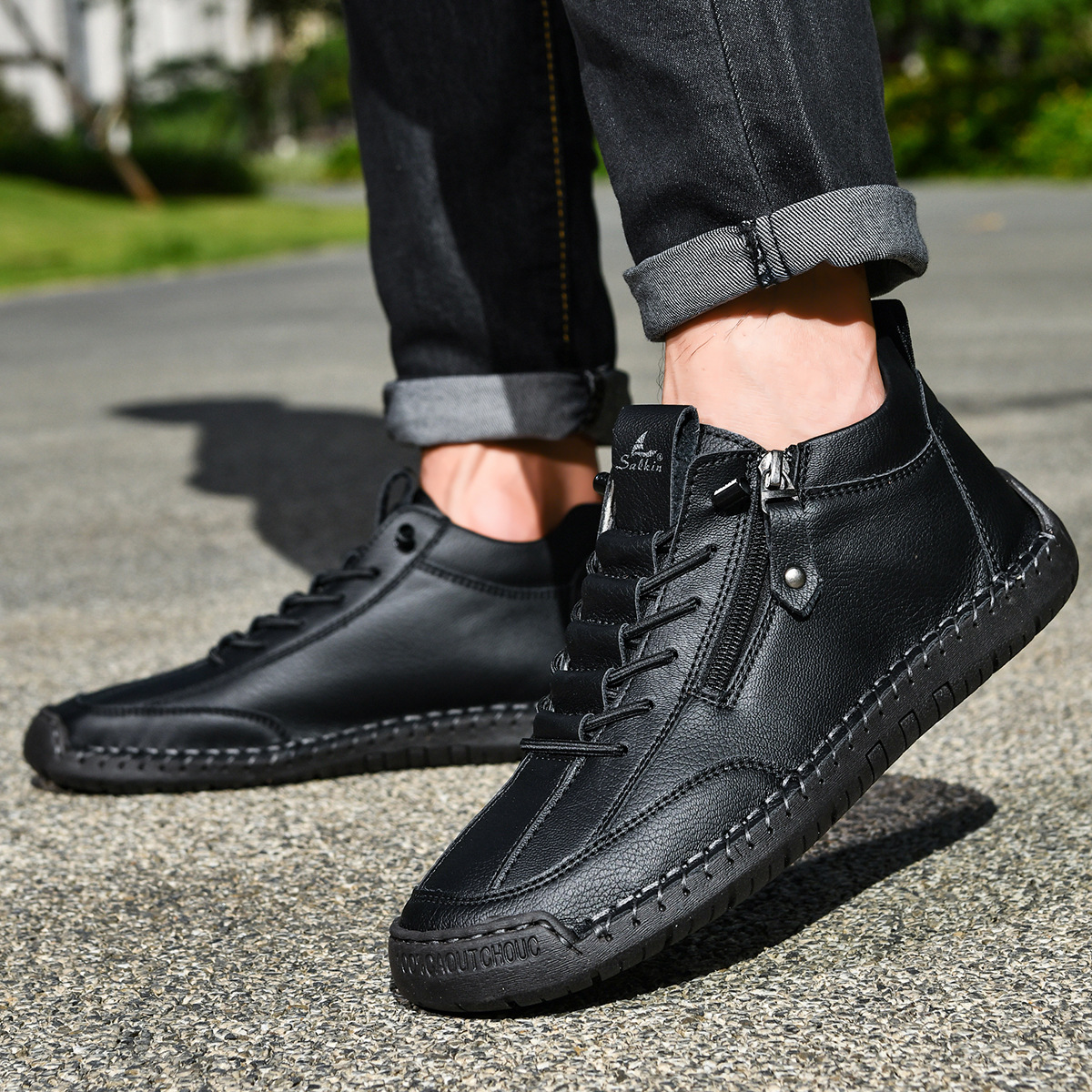 ZAPATOS DE NOBUK CON CREMALLERA PARA HOMBRE