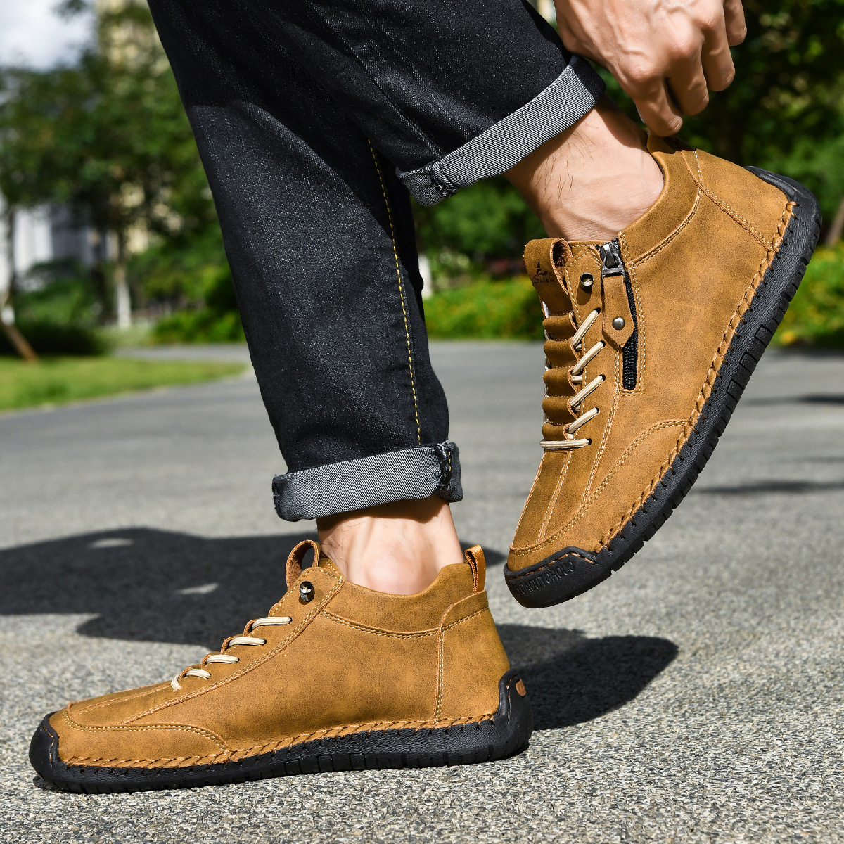 ZAPATOS DE NOBUK CON CREMALLERA PARA HOMBRE