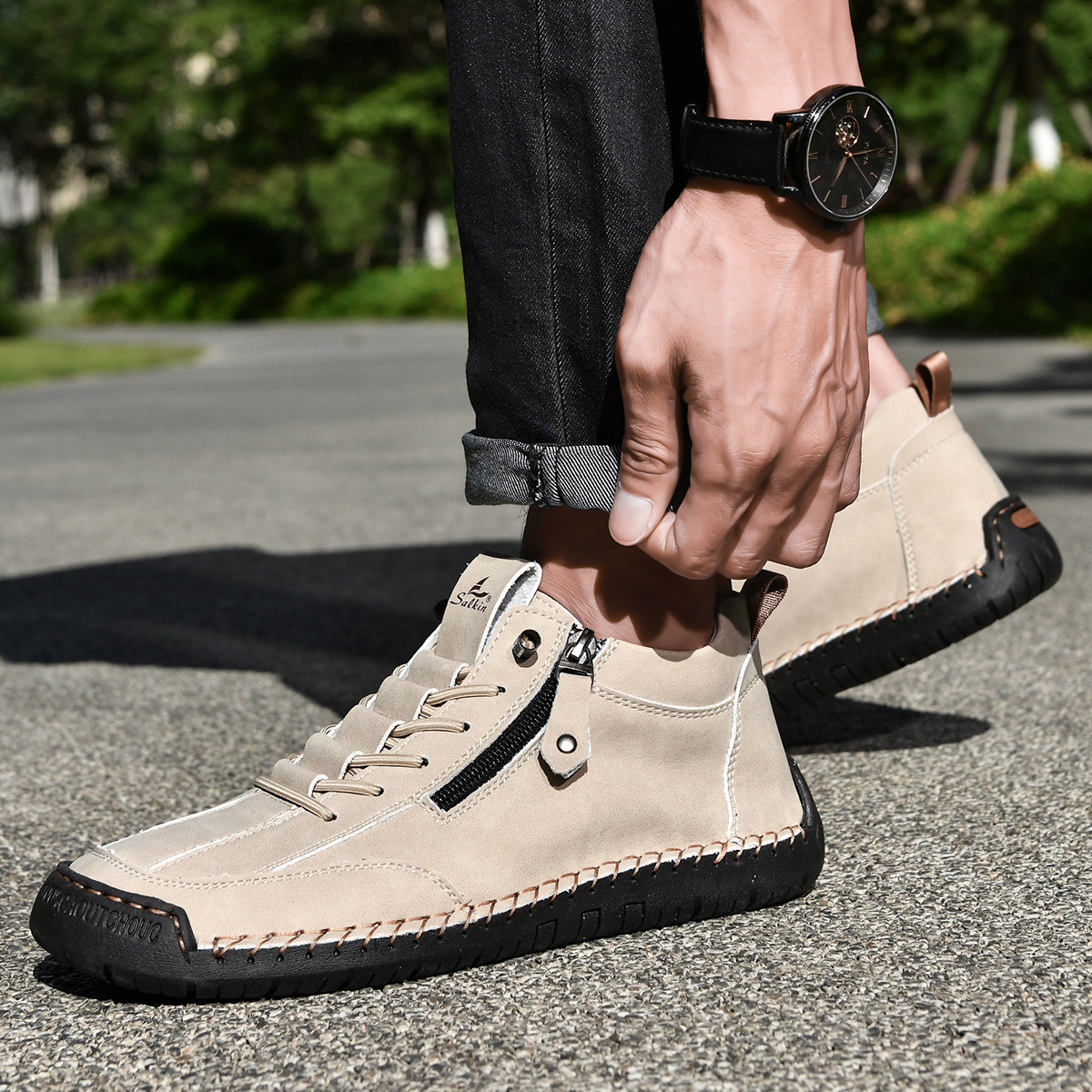 ZAPATOS DE NOBUK CON CREMALLERA PARA HOMBRE