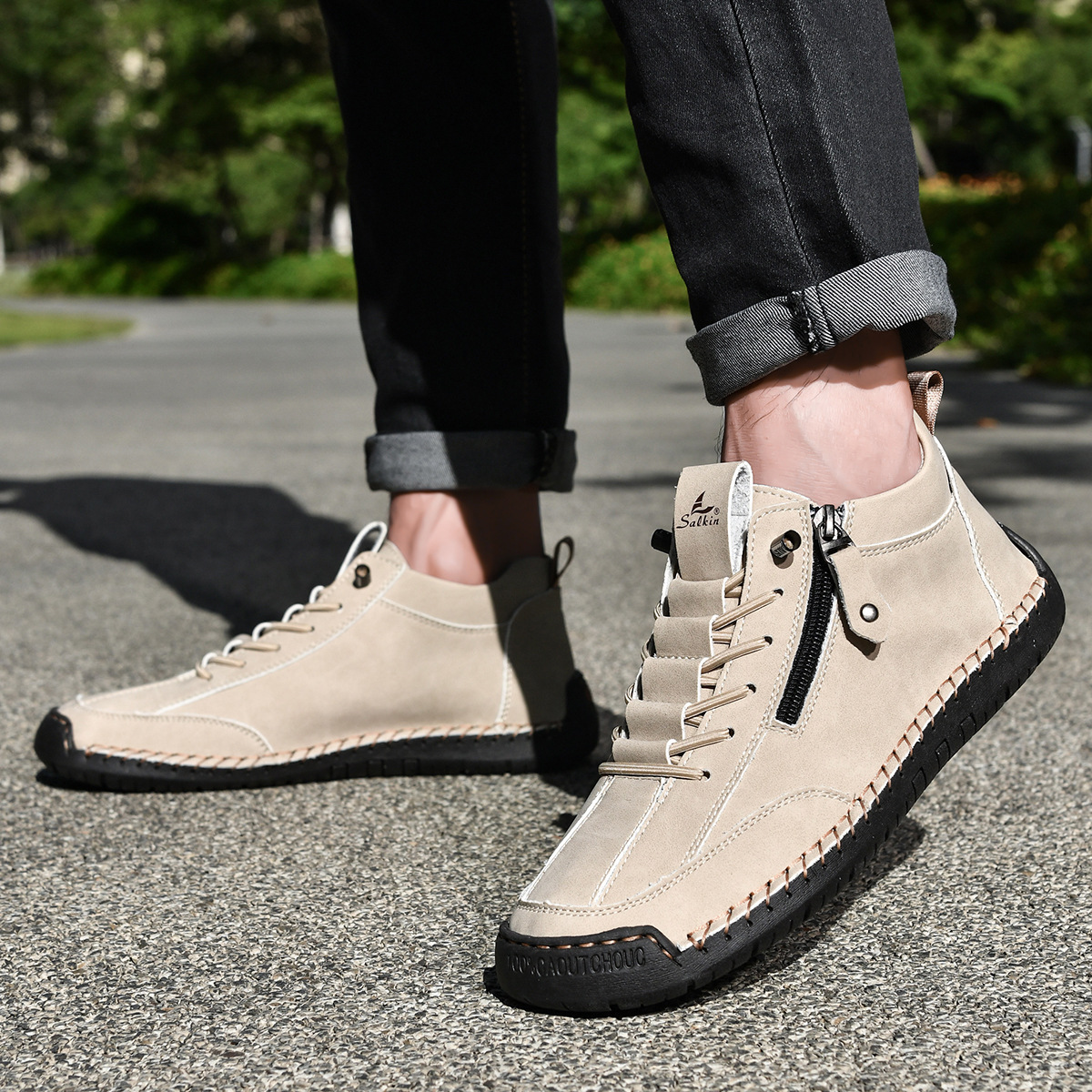 ZAPATOS DE NOBUK CON CREMALLERA PARA HOMBRE