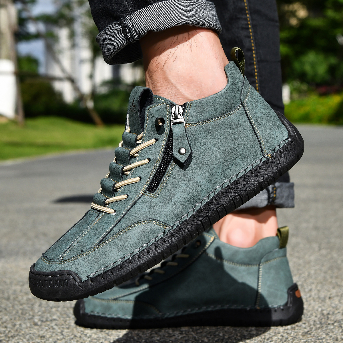 ZAPATOS DE NOBUK CON CREMALLERA PARA HOMBRE