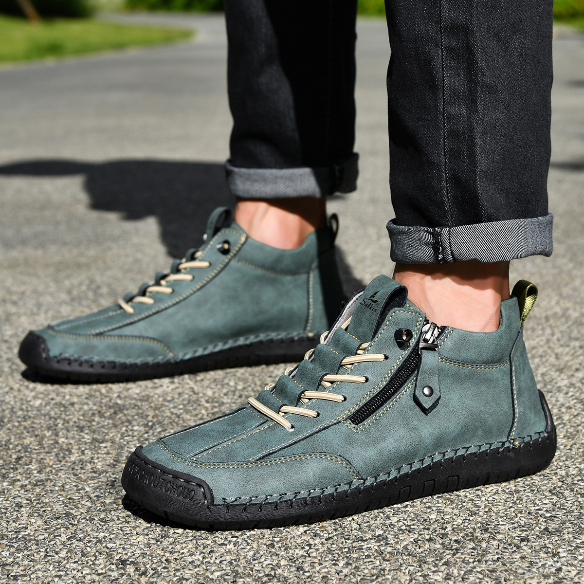 ZAPATOS DE NOBUK CON CREMALLERA PARA HOMBRE