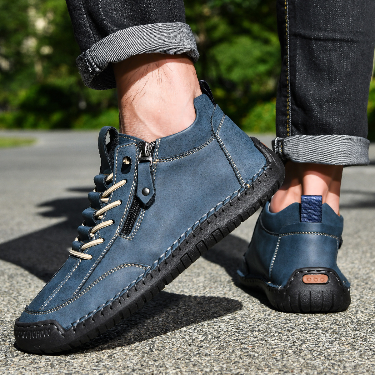 ZAPATOS DE NOBUK CON CREMALLERA PARA HOMBRE