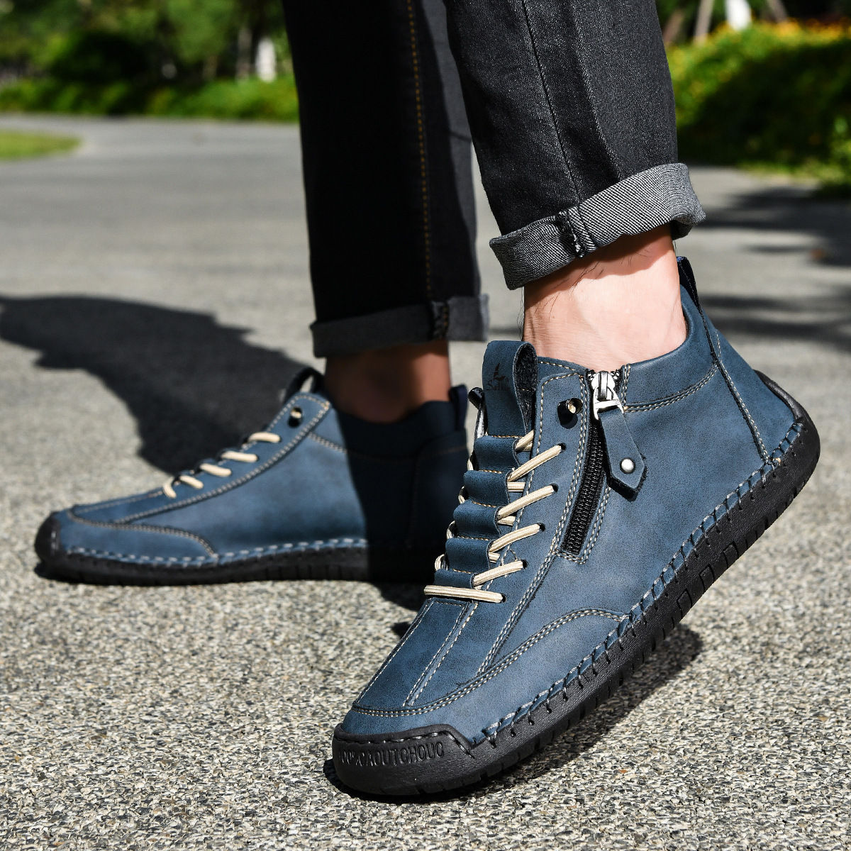 ZAPATOS DE NOBUK CON CREMALLERA PARA HOMBRE
