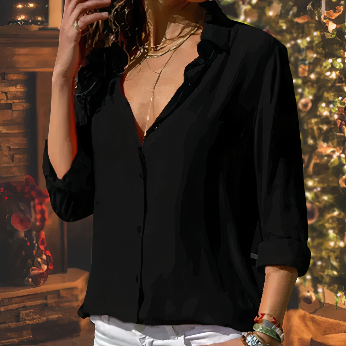 Blusa elegante de gasa Yasmine