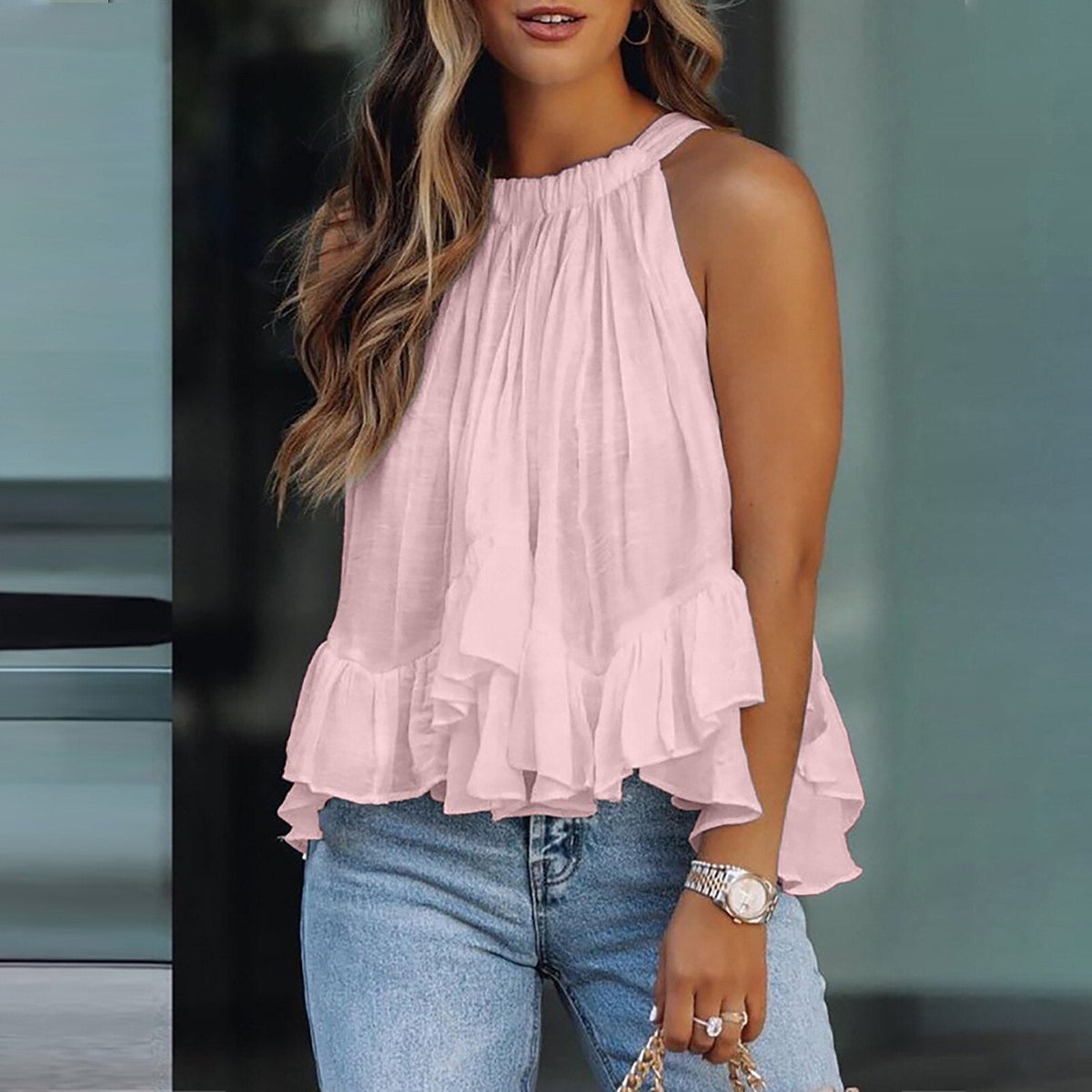Blusa texturizada con volantes Karianne