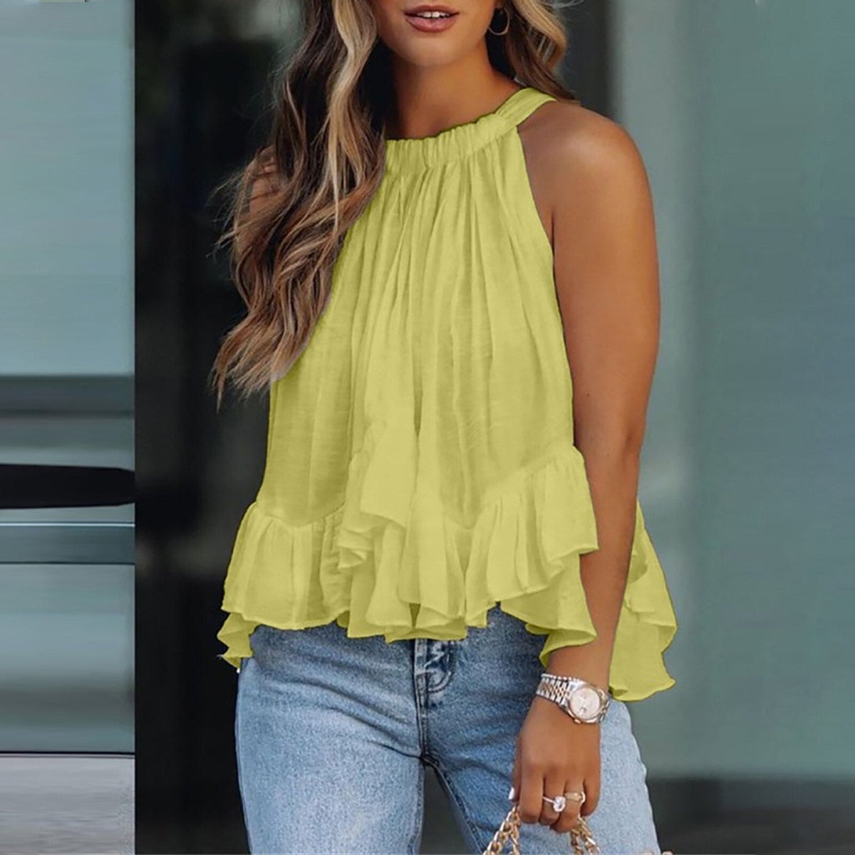 Blusa texturizada con volantes Karianne