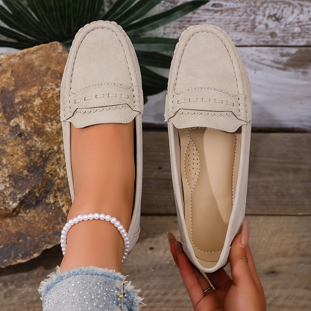 MARIE | Mocasines con efecto ante y borde festoneado