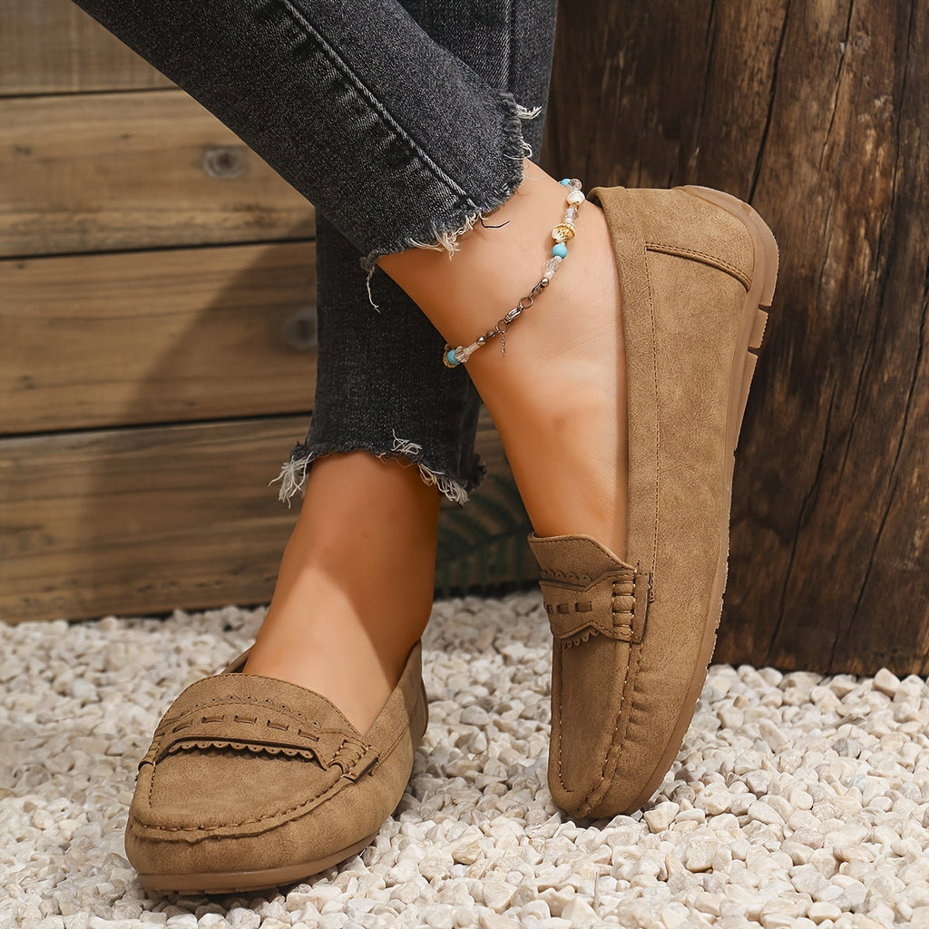 MARIE | Mocasines con efecto ante y borde festoneado