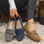 MARIE | Mocasines con efecto ante y borde festoneado