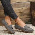 MARIE | Mocasines con efecto ante y borde festoneado