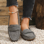 MARIE | Mocasines con efecto ante y borde festoneado