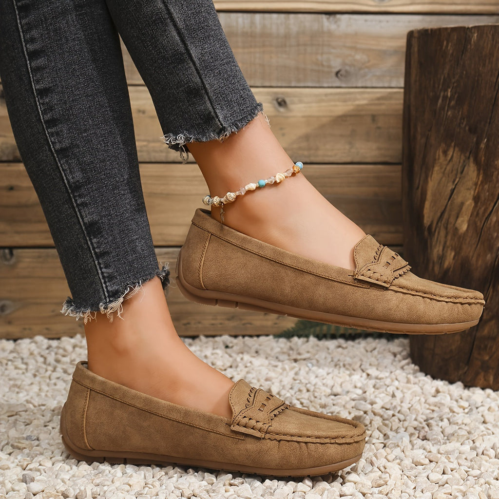 MARIE | Mocasines con efecto ante y borde festoneado