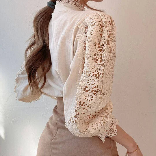 Camisa de manga larga con encaje y detalles Tove