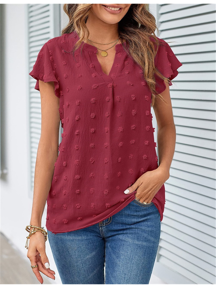 Blusa chic de patchwork con volantes Kari