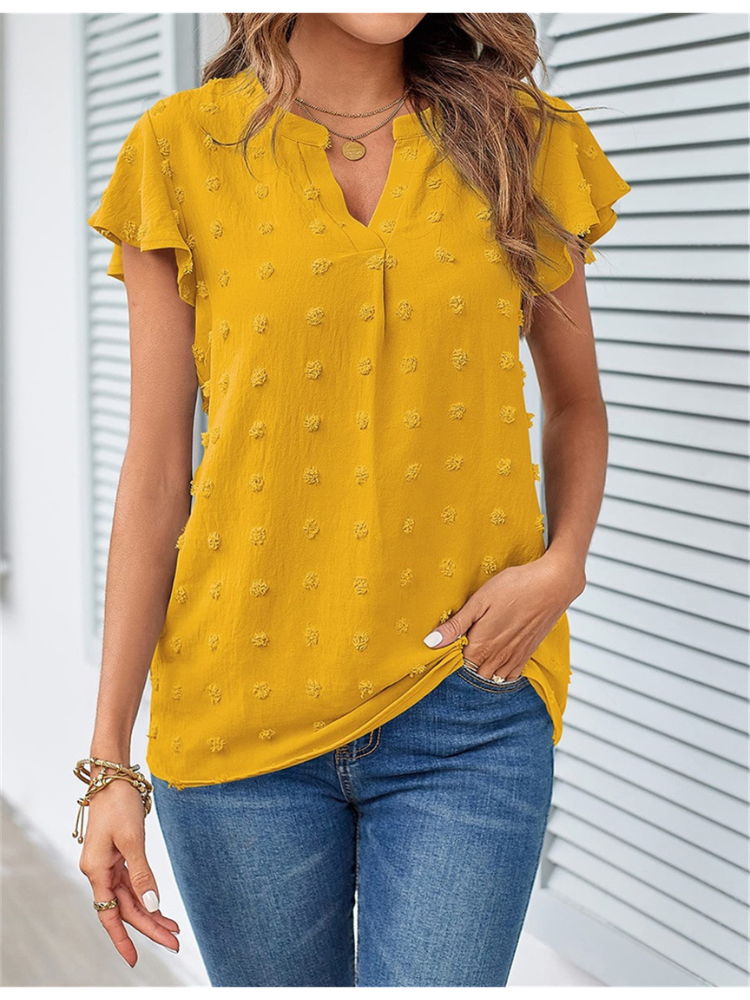 Blusa chic de patchwork con volantes Kari